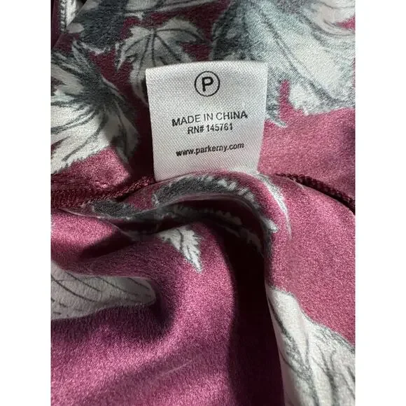 Parker Womens Hamlet Mock Neck Bouquet Floral Print 100% Silk Blouse, Sz Medium - Picture 8 of 10